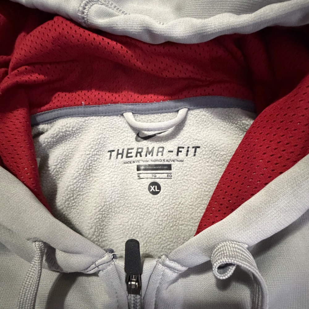 Nike Oklahoma Sooners Therma-FIT Full Zip Hoodie Mens XL Grey OU 27897X-OK4 - Picture 3 of 9